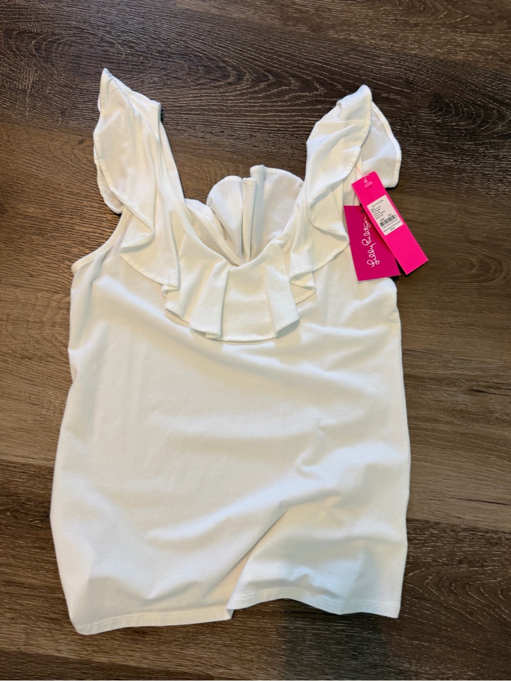 White Ruffle Neck Tank Top Lilly Pulitzer